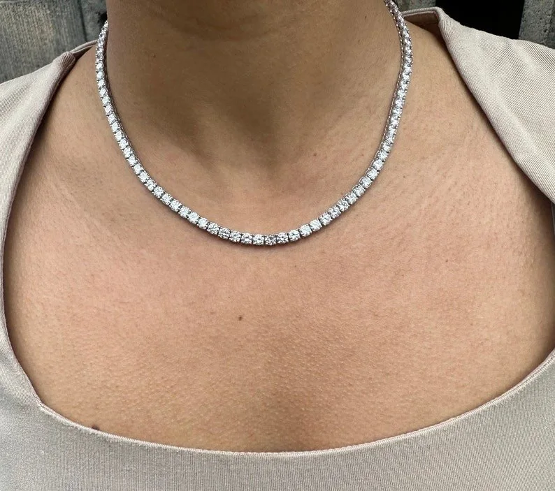 Classic Diamond Tennis Necklace — Style 38 — view 3