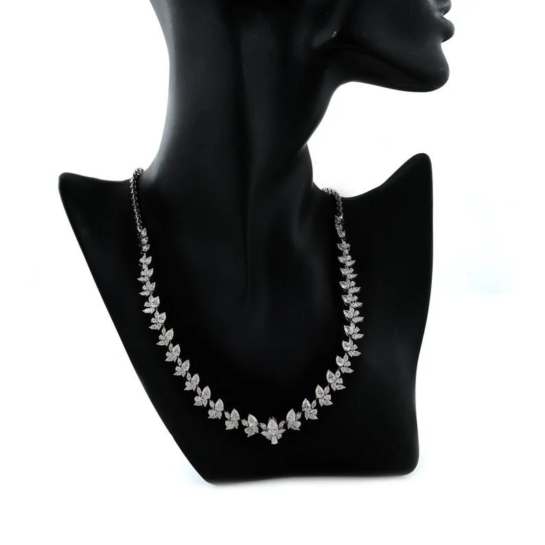 Natural Pear and Marquise Diamond Necklace — view 2