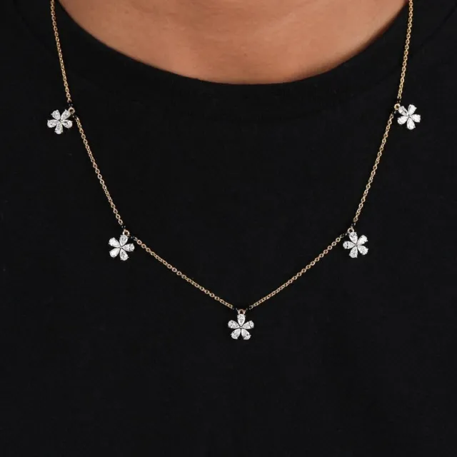 Floral Diamond Station Necklace