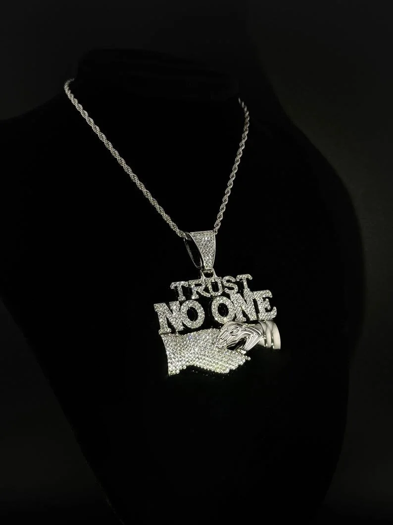 Iced Out "Trust No One" Pendant — view 2