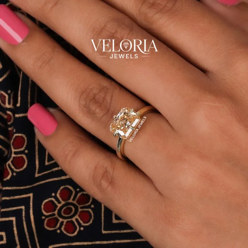 Champagne Cushion Solitaire Ring — view 4
