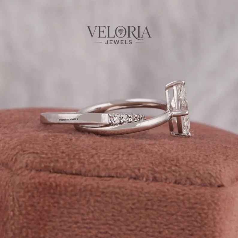 Marquise Ring with Curved Band — view 3