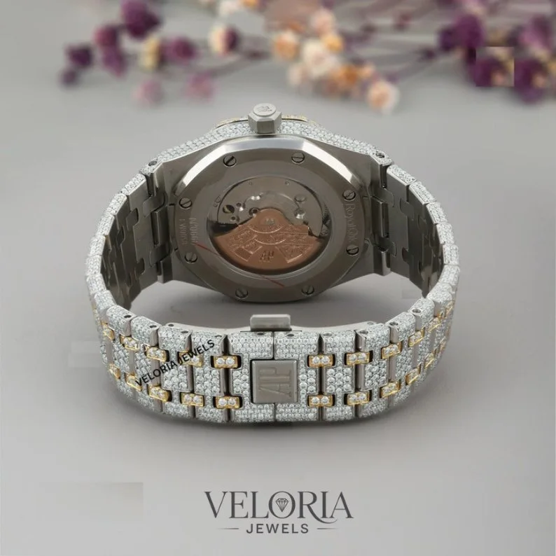 Iced Two-Tone Octagon Watch, Champagne Dial — view 3