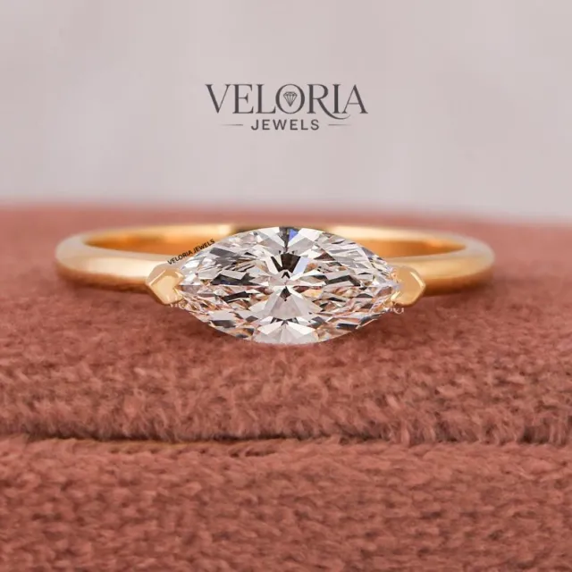 East-West Marquise Ring in Rose Gold
