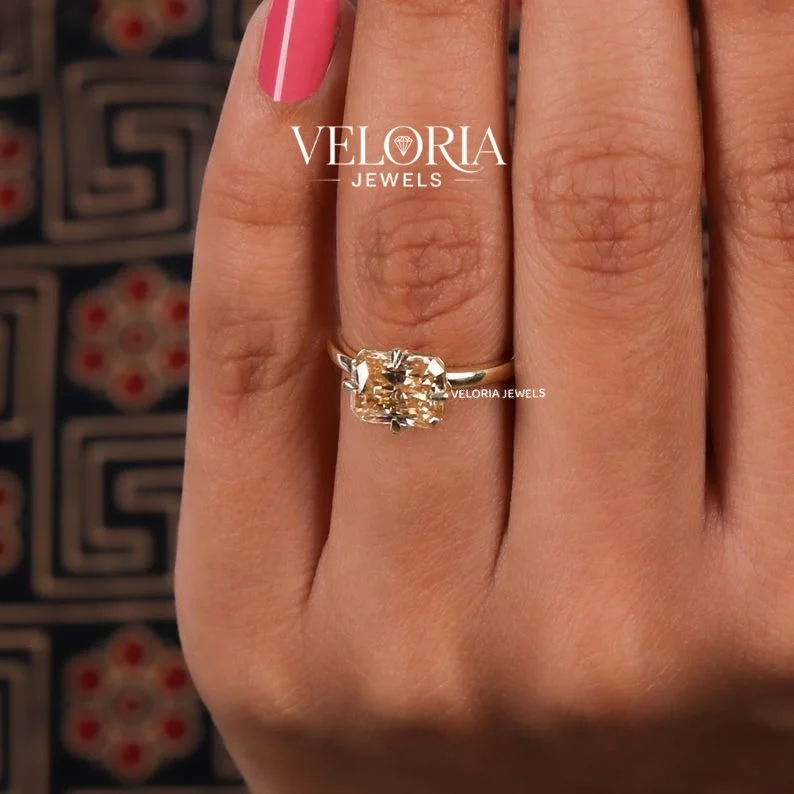 Champagne Cushion Solitaire Ring — view 3