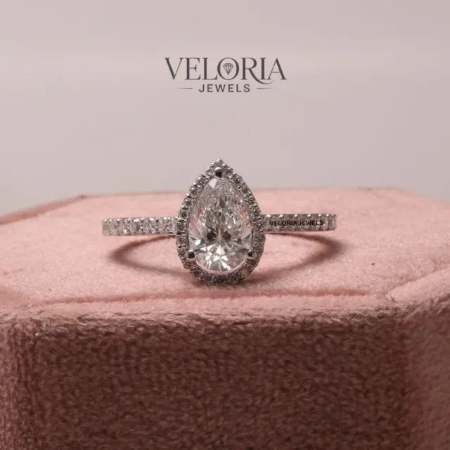 Pear Halo Ring