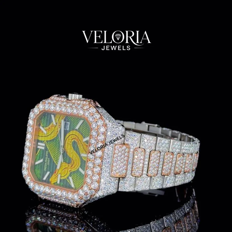 Iced Square Watch, Green Art Dial — view 2