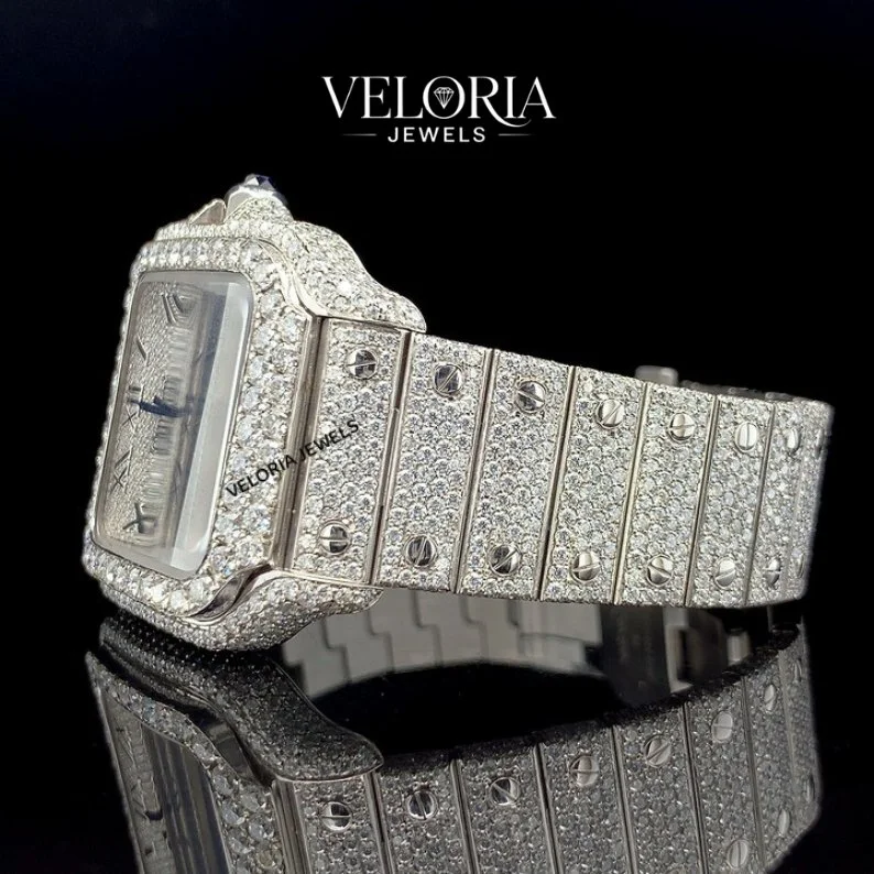 Iced Square Watch, Roman Dial — view 2