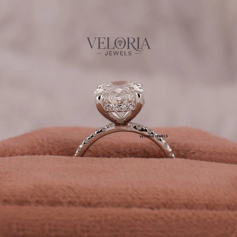 Oval Engagement Ring with Pavé Band — view 6