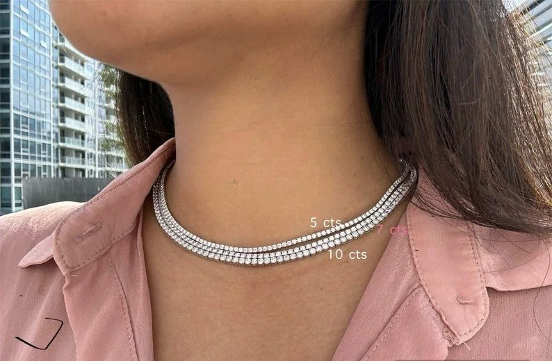 10 Carat Diamond Necklace in 14K White Gold — view 2