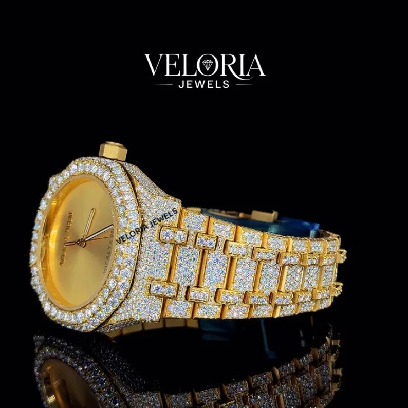 Iced Two-Tone Watch, Gold Dial — view 2