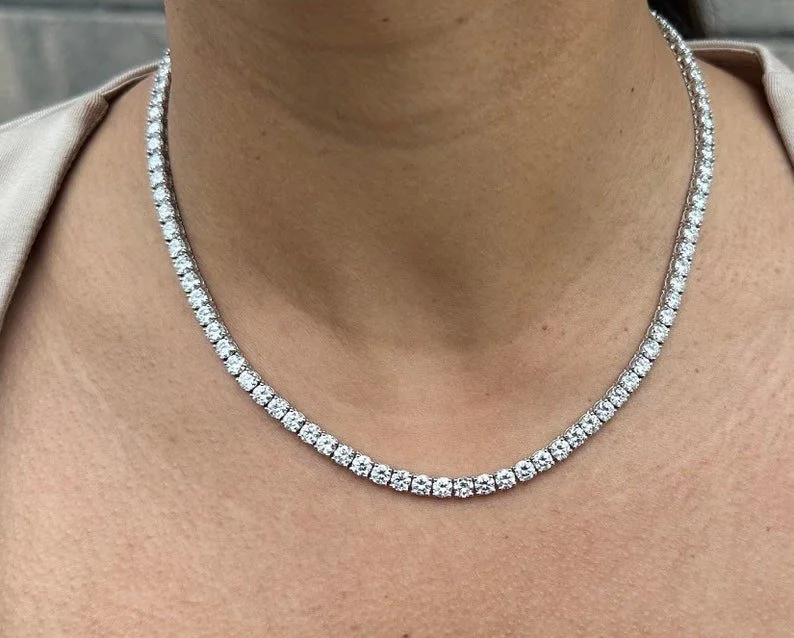 Classic Diamond Tennis Necklace — Style 36 — view 3