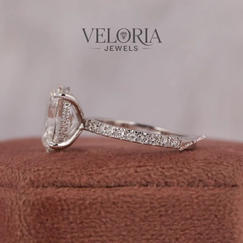 Oval Engagement Ring with Hidden Halo — view 3