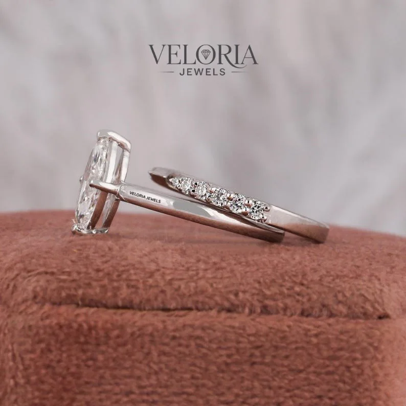 Marquise Ring with Curved Band — view 2