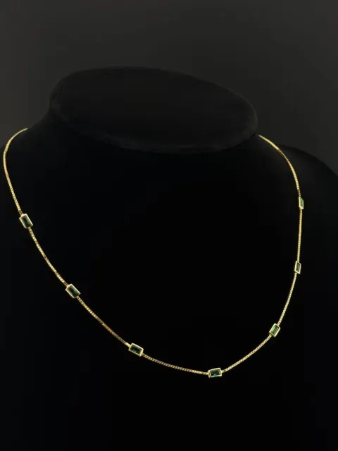 Dainty Green Stone Station Necklace
