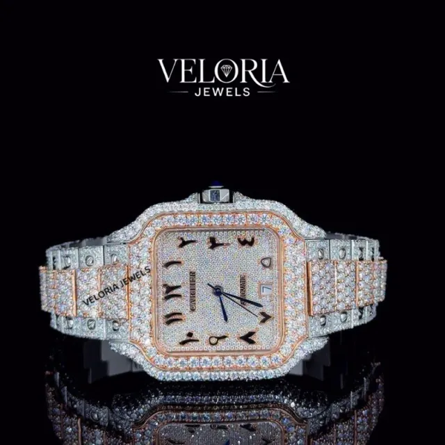 Iced Square Watch, Rose Arabic Dial