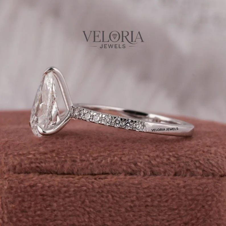 Pear Solitaire Ring — view 2