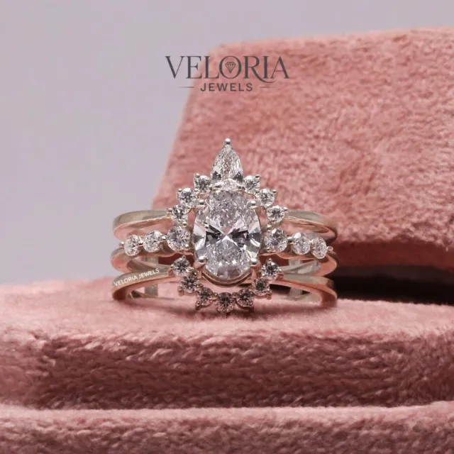 Pear Ring with Crown Band