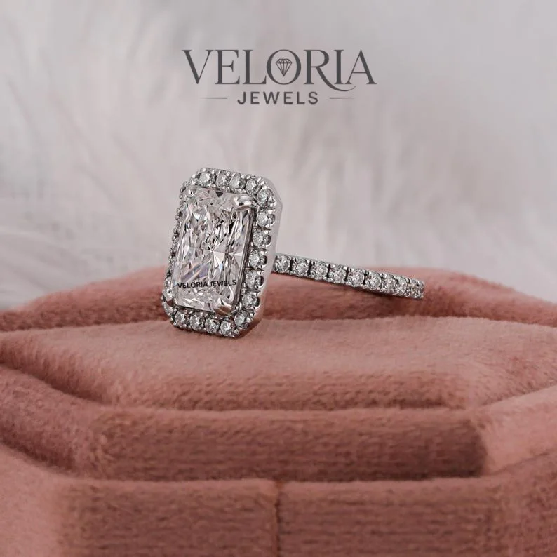 Radiant Cut Halo Ring — view 2