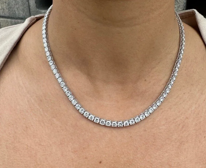Classic Diamond Tennis Necklace — Style 36 — view 2