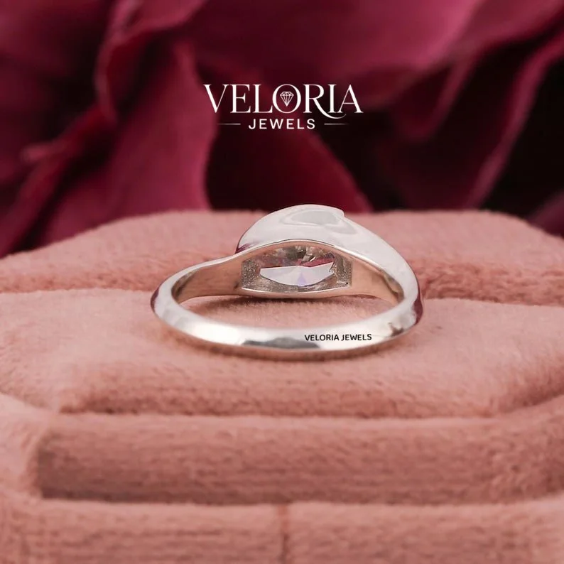 East-West Marquise Solitaire Ring — view 4