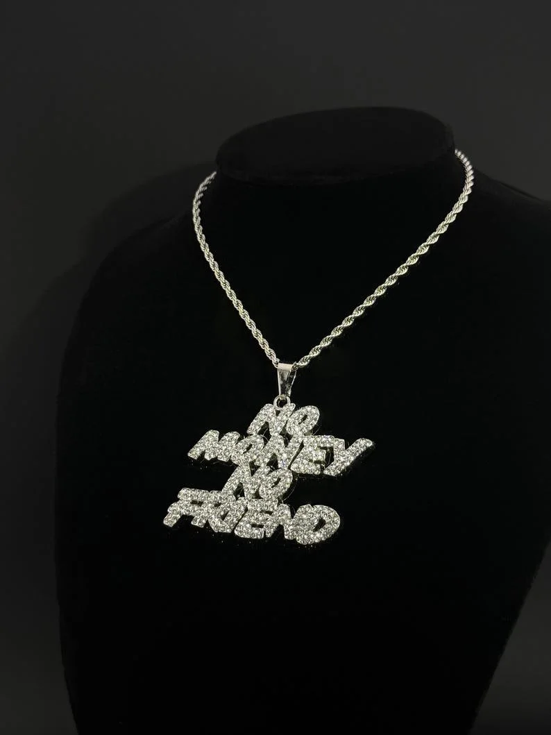Iced Out "No Money No Friend" Pendant — view 3